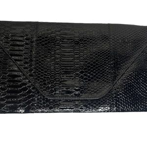 Black Vinyl Snake Clutch Purse